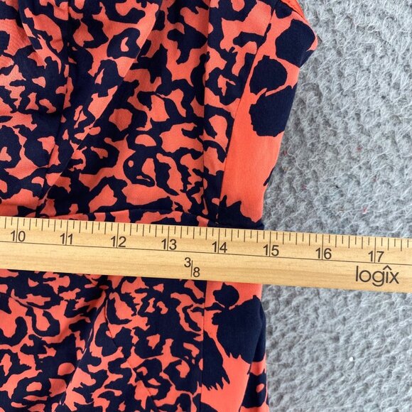 French Connection Dress Womens Medium Meternity Coral Navy Sheath Mini Stretch - Picture 9 of 10